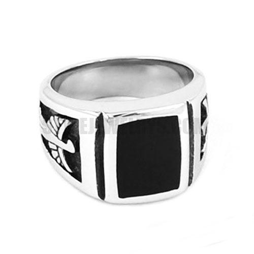 Stainless Steel Mens Ring, Color Black Siliver SWR0505 - Click Image to Close